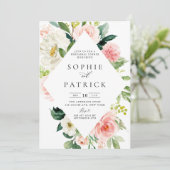Hübscher Frühling Blumenrahmen Probe Abendessen Einladung (Stehend Vorderseite)