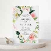 Hübscher Frühling Blumenrahmen Probe Abendessen Einladung