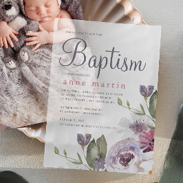 Hübscher Frühling Blumenviolett Blumen Taufe Pergament Einladungen