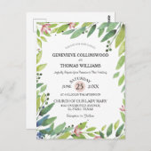 Hübscher Frühling Botanischer Rosa Hochzeit einlad Postkarte (Vorne/Hinten)