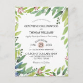 Hübscher Frühling Botanischer Rosa Hochzeit einlad Postkarte (Vorderseite)