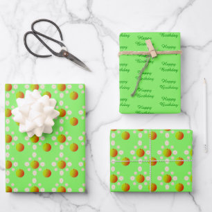 Hübscher Frühling Geburtstag Apfelblüte und Äpfel Geschenkpapier Set