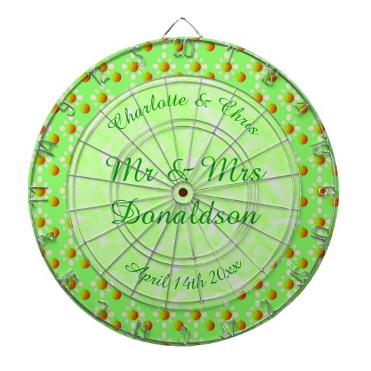 Hübscher Frühling Hochzeit Apfelblüte und Äpfel Dartscheibe (vorne)