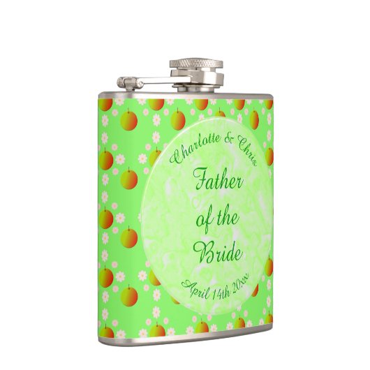 Hübscher Frühling Hochzeit Apfelblüte und Äpfel Flachmann (Rechts)