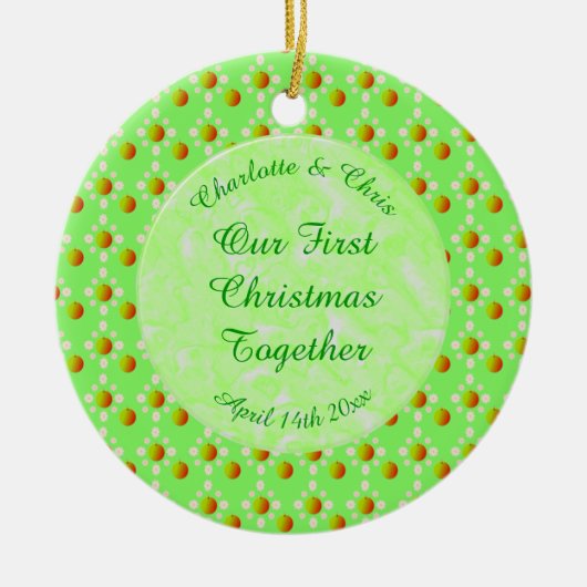 Hübscher Frühling Hochzeit Apfelblüte und Äpfel Keramik Ornament (Vorne)