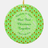 Hübscher Frühling Hochzeit Apfelblüte und Äpfel Keramik Ornament (Hinten)