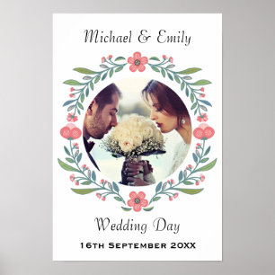 Hübscher Frühling Sommer Hochzeit Blumenkranz Foto Poster