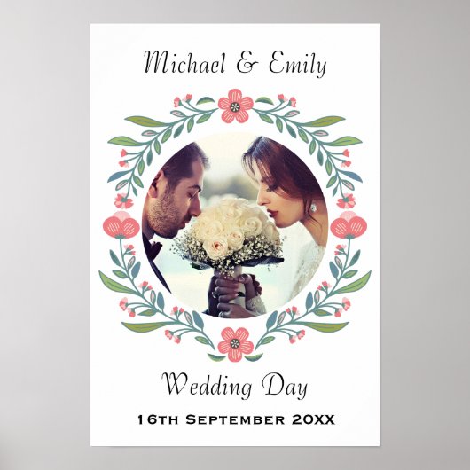 Hübscher Frühling Sommer Hochzeit Blumenkranz Foto Poster (Vorne)