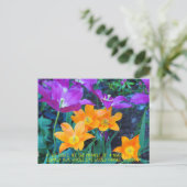 Hübscher Frühling Tulips Orange Lila Postkarte (Stehend Vorderseite)