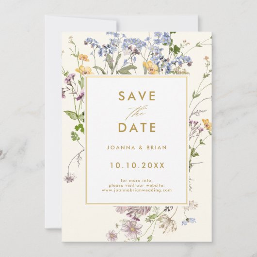 Hübscher Frühling Wildblume Wilhelm Garten Save The Date (Vorderseite)