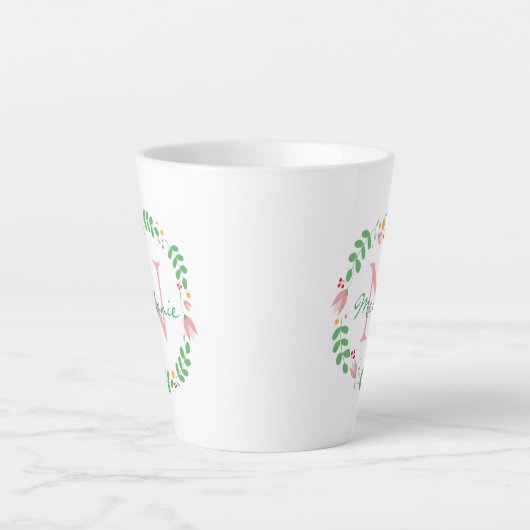 Hübscher Frühlingsblumenkranz Mit Monogramm Milchtasse (Vorderseite)