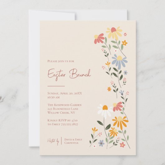 Hübscher Frühlingsbrunch Einladung (Vorderseite)