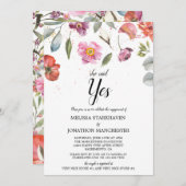 Hübscher Frühlingsfloral Sie sagte Ja Engagement P Einladung (Vorne/Hinten)