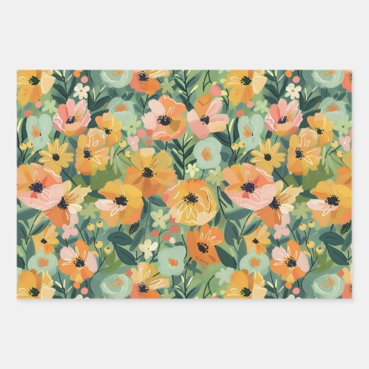 Hübscher Frühlingsfloralfarben-Pfirsichfarben Geschenkpapier Set (Vorderseite 2)