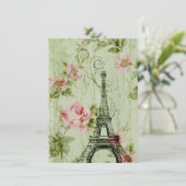 hübscher Frühlingsminzturm, rosa Blumenparis Dankeskarte (Stehend Vorderseite)