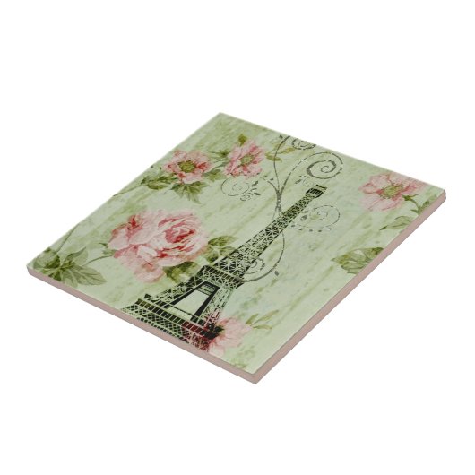 hübscher Frühlingsminzturm, rosa Blumenparis Fliese (Seite)