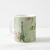 hübscher Frühlingsminzturm, rosa Blumenparis Kaffeetasse (Vorderseite Links)