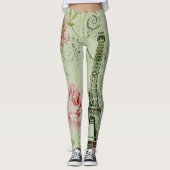 hübscher Frühlingsminzturm, rosa Blumenparis Leggings (Vorderseite)