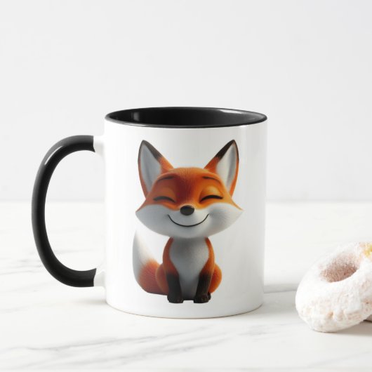 Hübscher Fuchs Kaffeebecher | Kawaii Fuchs Becher Tasse (Mit Donut)