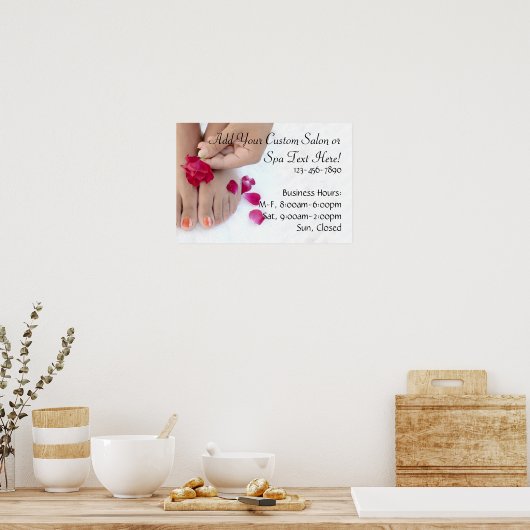 Hübscher Fuchsia Pink Rose Pedikürsalon Poster (Küche)