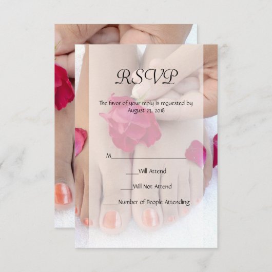 Hübscher Fuchsia Pink Rose Pedikürsalon RSVP Karte (Vorne/Hinten)