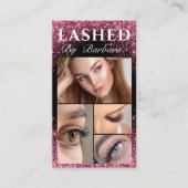 Hübscher Funkelnd rosa Glitzer Typografie Lashes q Visitenkarte (Vorderseite)