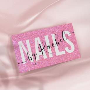 Hübscher Funkelnd rosa Glitzer Typografie Nail Art Visitenkarte