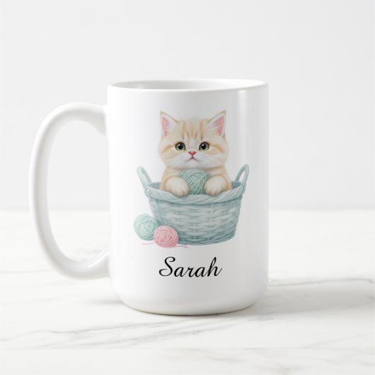 Hübscher Garn Kätzchen Becher Kaffeetasse (Links)