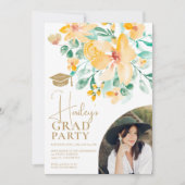 Hübscher Garten gelb grün blumengrün Abschluss Einladung (Vorderseite)