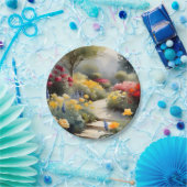 Hübscher Garten mit Rosenblumen Pappteller (Party)