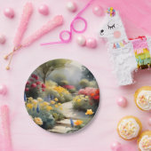 Hübscher Garten mit Rosenblumen Pappteller (Party)