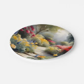 Hübscher Garten mit Rosenblumen Pappteller (Schrägansicht)