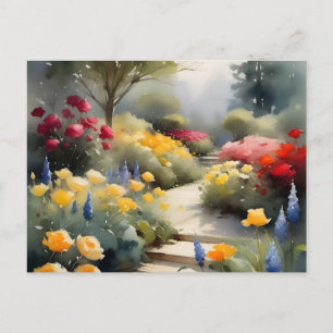 Hübscher Garten mit Rosenblumen Postkarte