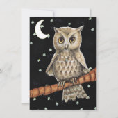 Hübscher Geburtstag Owl Blue Necklace Stars Moon Einladung (Rückseite)