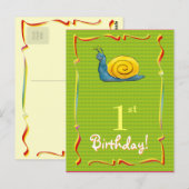 Hübscher Geburtstagskarte mit niedlicher Schnecke Postkarte (Vorne/Hinten)