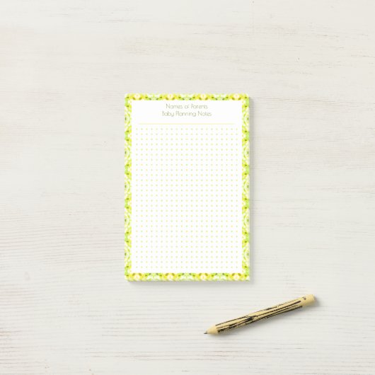 Hübscher, gelber Dot Grid Junge Mutter Babyplaner Post-it Klebezettel (Auf Schreibtisch)