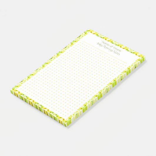 Hübscher, gelber Dot Grid Junge Mutter Babyplaner Post-it Klebezettel (angewinkelt)
