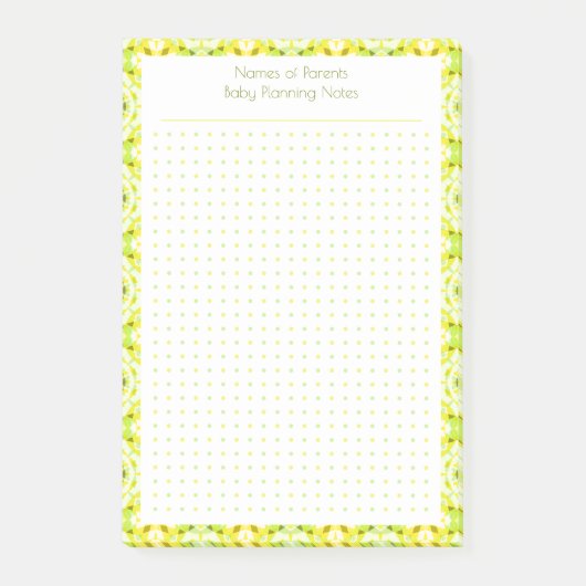 Hübscher, gelber Dot Grid Junge Mutter Babyplaner Post-it Klebezettel (Vorderseite)