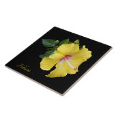 Hübscher gelber Hibiskus auf schwarz Fliese (Seite)