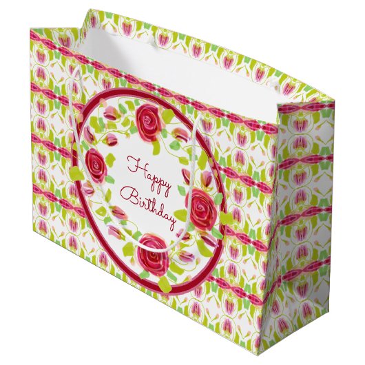 Hübscher Gemusterter Blumendesigner Große Geschenktüte (Rückseite Schrägansicht)