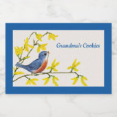 Hübscher Gesang Rot und Blauer Vogel auf Zweigstel Lebensmitteletikett (Einzelnes Label)