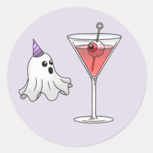 Hübscher Ghost & Creepy Cocktail Runder Aufkleber