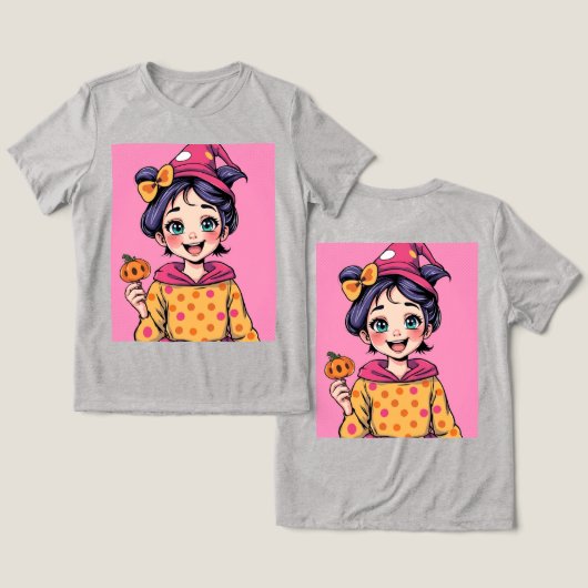 Hübscher Girl Halloween Trimix T - Shirt (Design Vorderseite & Rückseite)