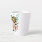 Hübscher Girl Leopard Print Gold Pink Mit Monogram Milchtasse (Vorderseite)