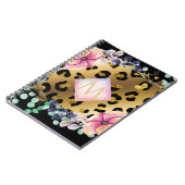 Hübscher Girl Leopard Print Gold Pink Mit Monogram Notizblock (Linke Seite)