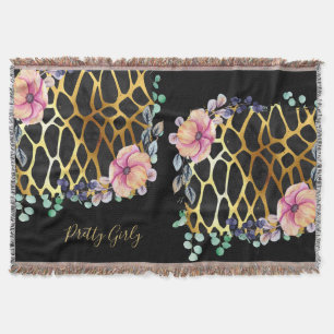 Hübscher Girly Glitzer Gold Animal Print, Glam Decke