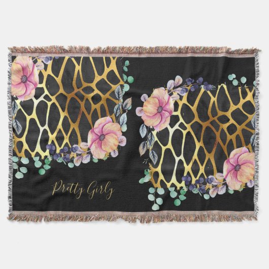 Hübscher Girly Glitzer Gold Animal Print, Glam Decke (Vorderseite)