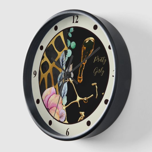 Hübscher Girly Glitzer Gold Animal Print, Glam Uhr (Winkel)