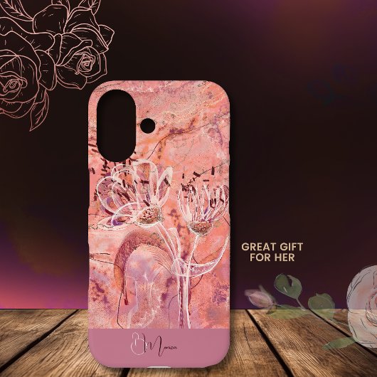 Hübscher Girly Lachs Rosa Blume Marmor Case-Mate iPhone Hülle