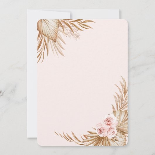 Hübscher Glitzer Dress Boho Blume Quinceañera Einladung (Rückseite)